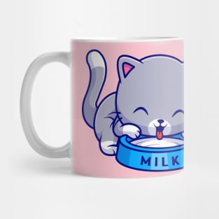 Cute Cat Drink Milk Cartoon Mug